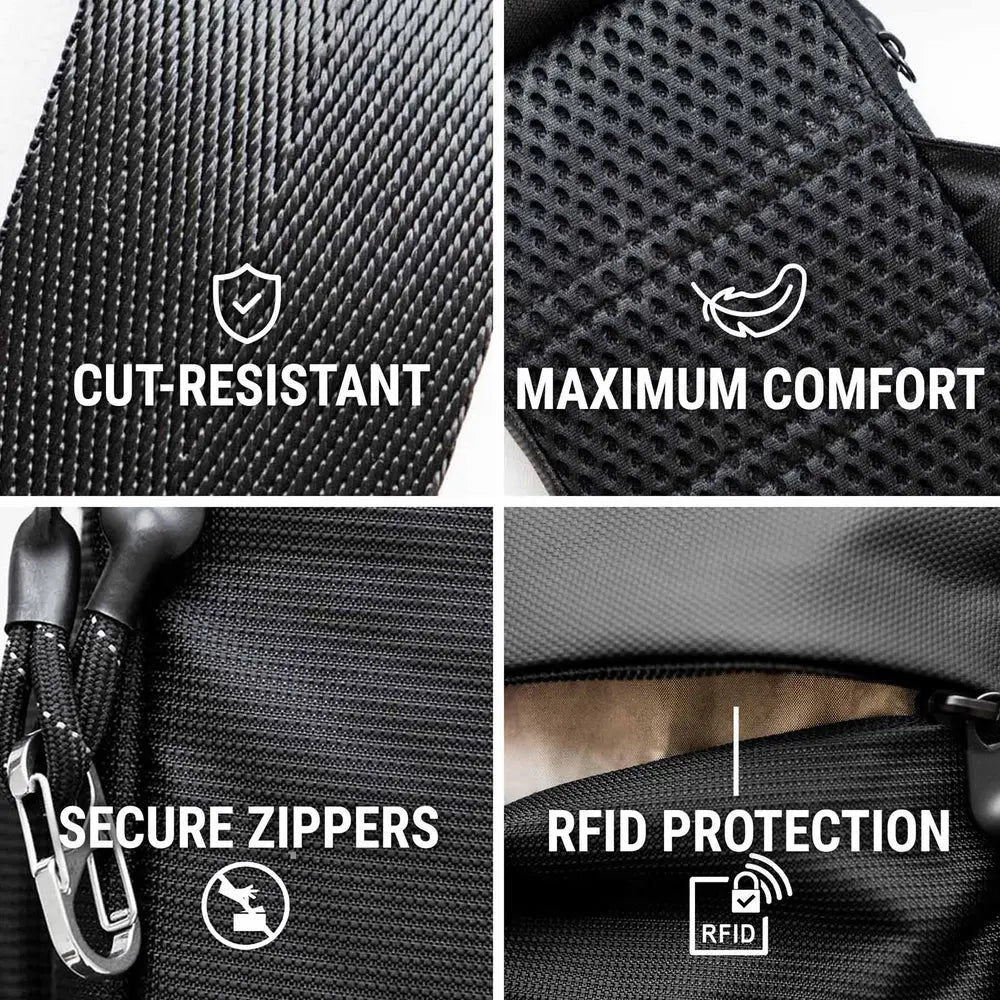 Concept Global Travel Sling Bag – RFID-Secure, Water-Resistant Crossbody (1 L or 1.6 L)