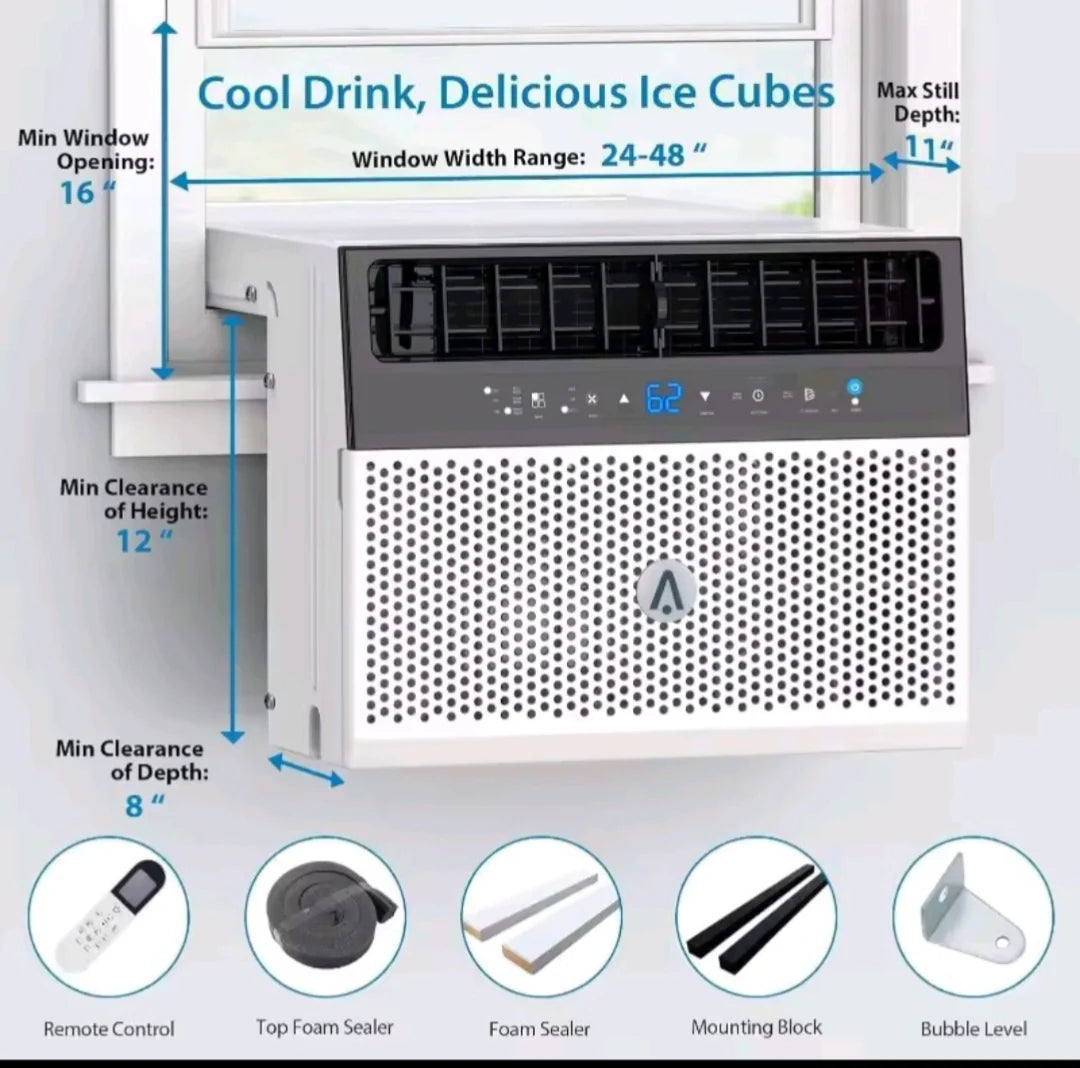 Axuro HyperCoolTM Ultrasonic Window AC – U-Shaped, Quiet Design